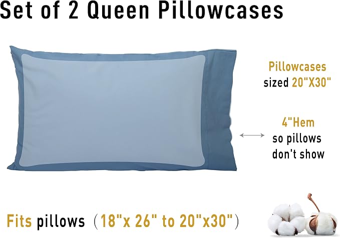 Sunflower Queen Pillowcases Set of 2, 100% Cotton Queen Pillow Cases 2 - Image 8