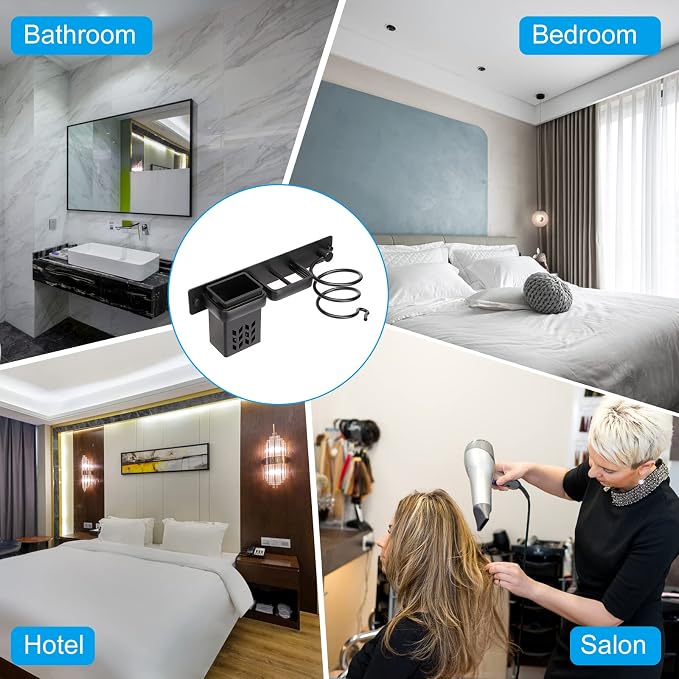 YUET Hair Dryer Holder Hairdryer Station Wall Mounted Shelf Bracket - Image 5