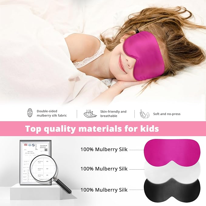 Kids Sleep Mask Eye Cover, 100% Real Natural Pure Silk Eye Mask - Image 2