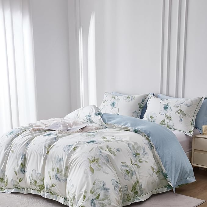 OAITE Duvet Cover Set King Size Floral Pattern 500 Thread Count Ultra Soft 100% - Image 2