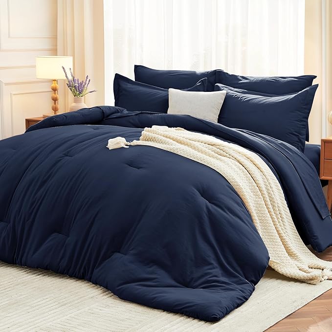 MUXHOMO 7 Pieces California King Comforter Set, Soft Bed in a Bag Cal King Size by MUXHOMO