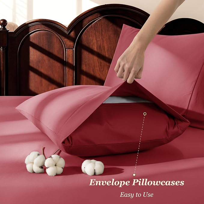 LBRO2M 100% Cotton Sheets Set Deep Pocket 19", 1000 Thread Count Full Size 4 - Image 6