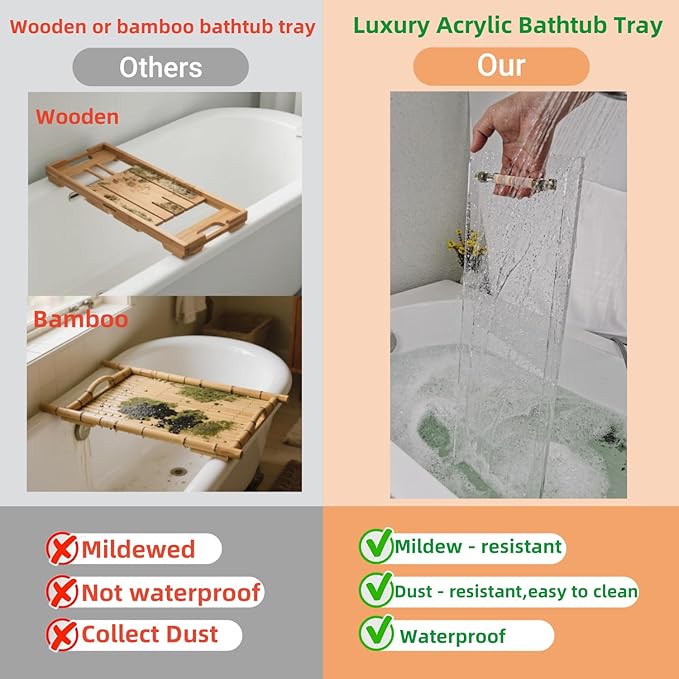 31" Silver Handles Luxury Bathtub Tray Caddy - Image 2