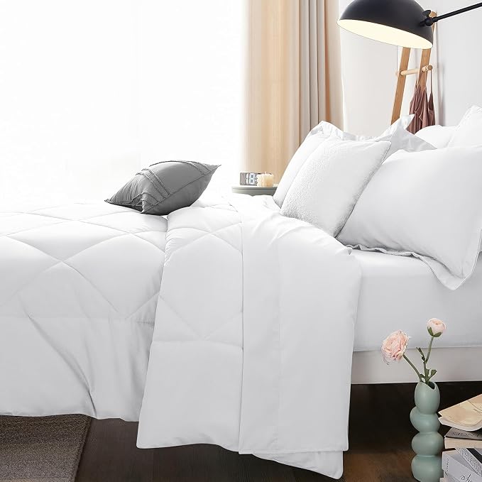 CozyLux Queen Comforter Set White - Image 9