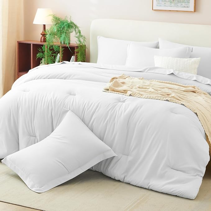 CozyLux King Size Comforter Set White, 7 Pieces Bed in a Bag King Comforter Set - Image 9