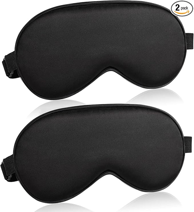 Sleep Mask for Women and Men 2 Pcs Eye Mask for Sleeping Adjustable Strap by ToRhine