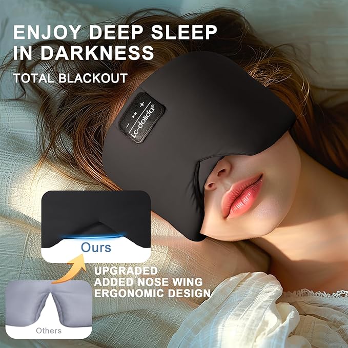 LC-dolida Sleep Mask with Bluetooth Headphones, Ice Silk Sleep Headphones with - Image 4