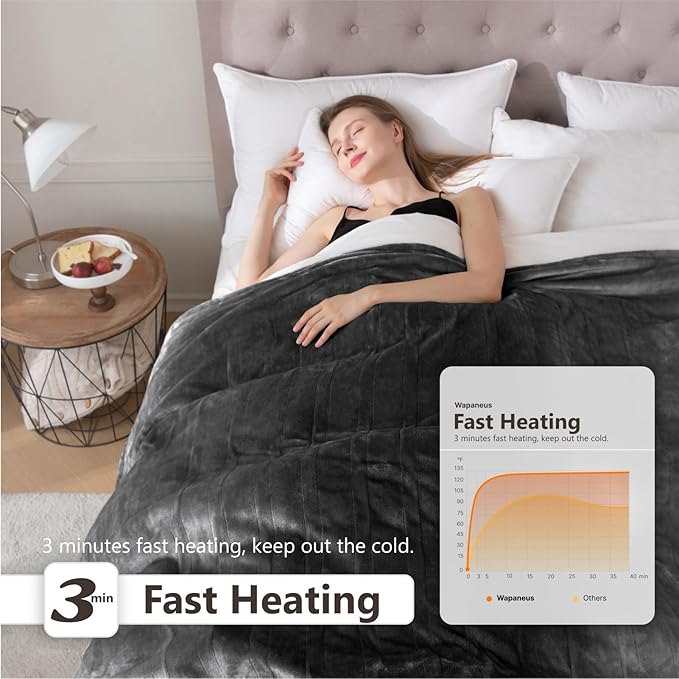 Wapaneus Heated Blanket Electric Queen Size 84"x90"-Dual Control - Image 3