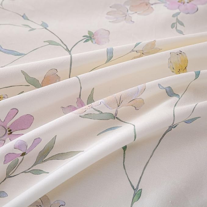 OAITE Duvet Cover Set Queen Size Floral Pattern Ultra Soft 100% Cotton Duvet - Image 6