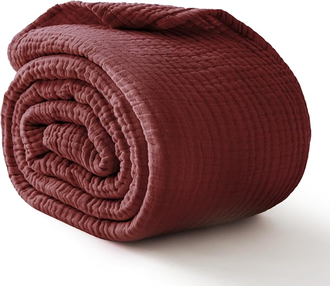 100% Cotton Muslin Blanket King 108" x 90", 6 Layers Breathable and Lightweight by Kozyhvn