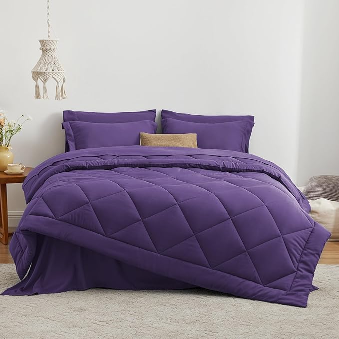 Love's cabin King Size Comforter Set Purple, 7 Pieces King Bed in a Bag - Image 2