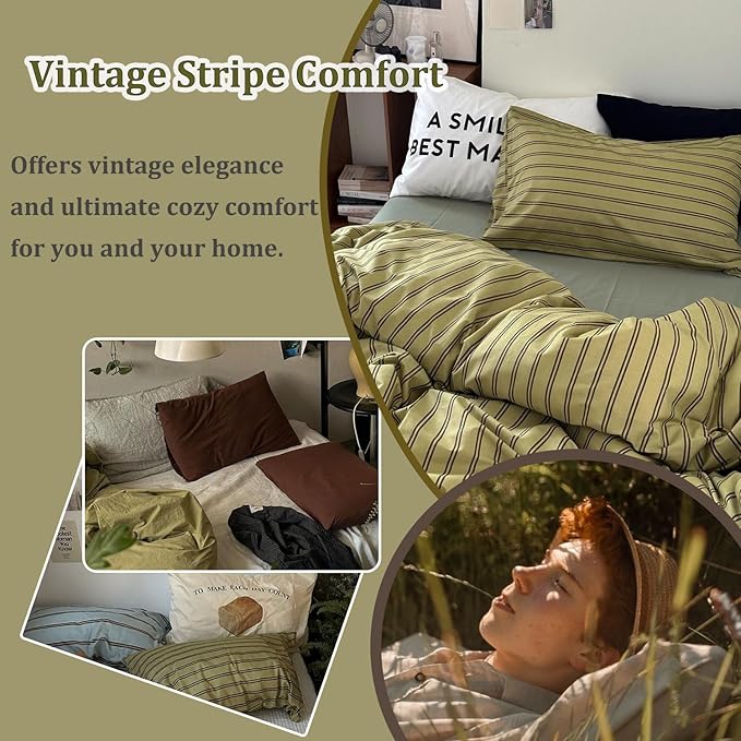 mixinni Vintage Stripes Duvet Cover Set King - Image 6