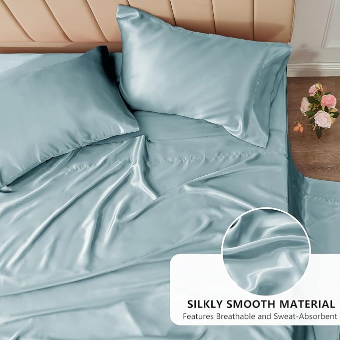 CozyLux Satin Sheets King Size Sheet Set - Image 3