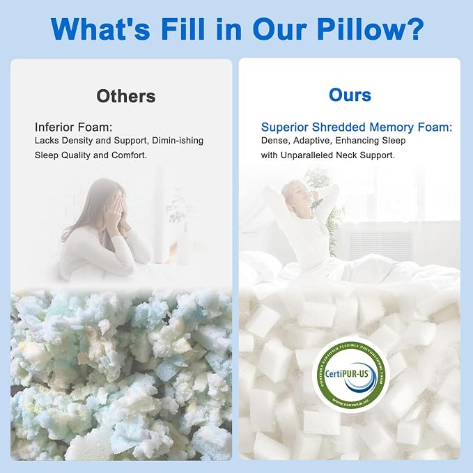 Cooling Pillows King Size Set of 4, Shredded Memory Foam Pillows, Adjustable - Image 8