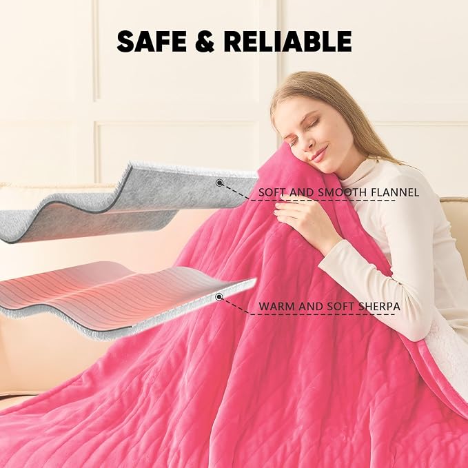 greenoak Heated Blanket Electric Queen Size 84"X90" Dual Control, Heating - Image 7