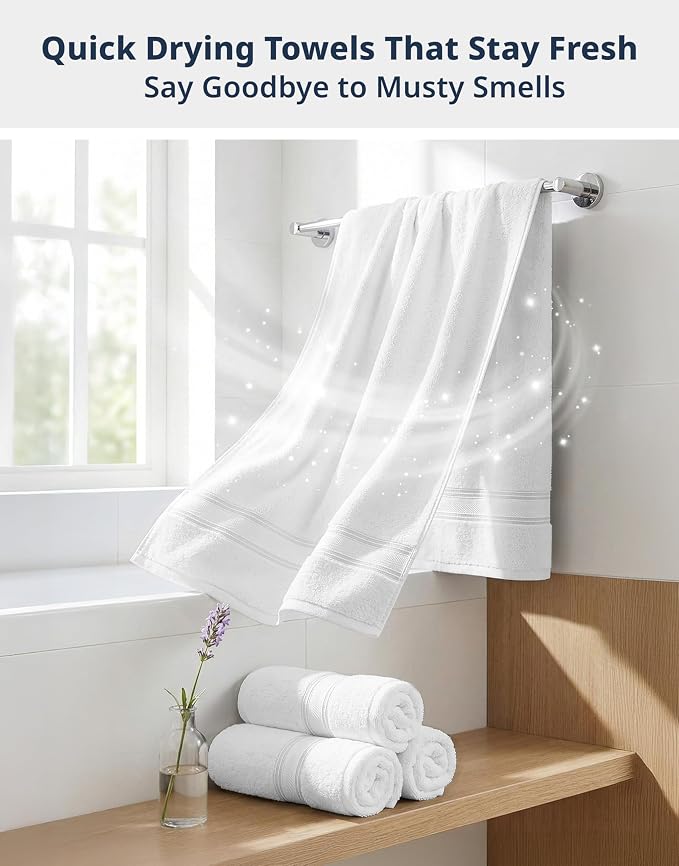 LANE LINEN 100% Cotton 4 Pack Bath Towels - Image 7