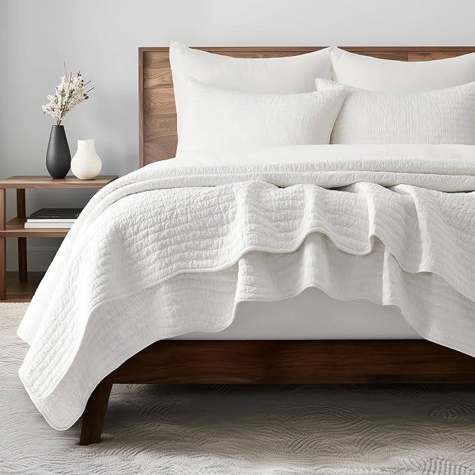 EVERGRACEHOME Cross Stitch Pre-Washed Cotton Quilt Bedding Set Queen Size by EVERGRACEHOME