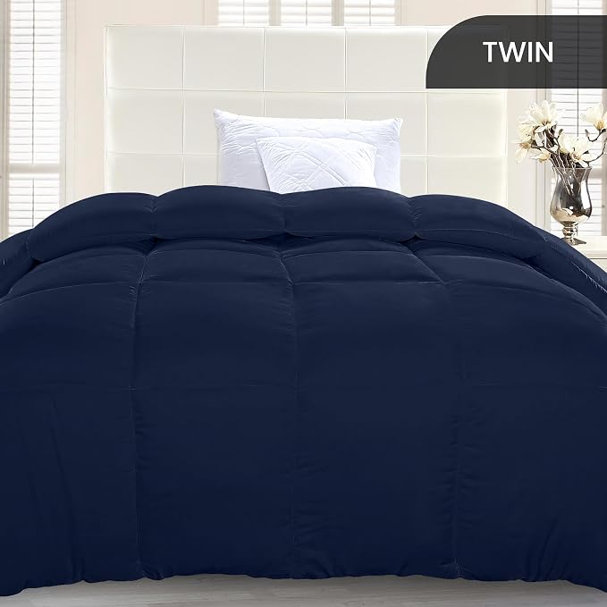 Utopia Bedding Twin Comforter Duvet Insert, Quilted Navy Comforter - Image 2
