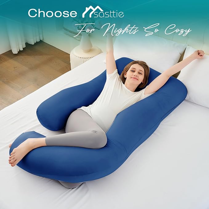Sasttie Pregnancy Pillows for Sleeping, Jumbo U Shaped Cooling Full Body Pillow - Image 7