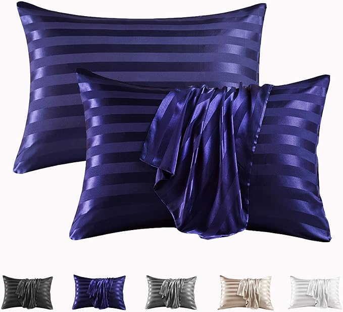 MR&HM Satin Pillowcase for Hair and Skin, Silk Satin Pillowcase 2 Pack by MRHM
