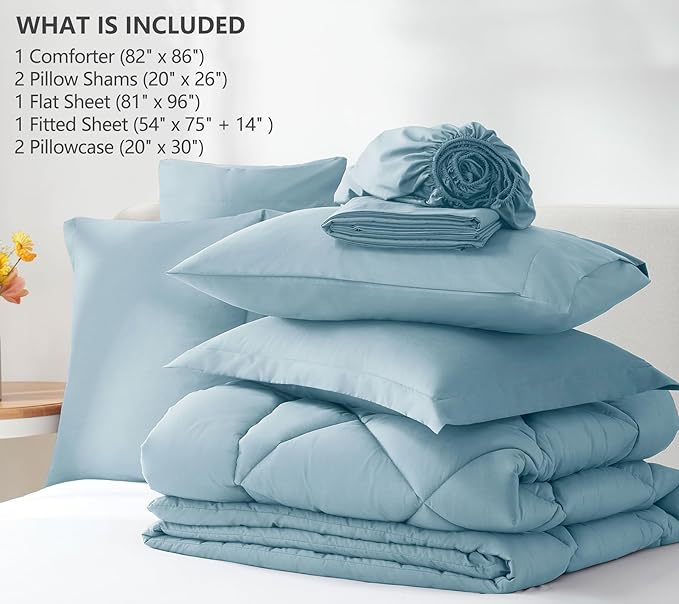 CozyLux Full Size Comforter Sets Light Blue - Image 6