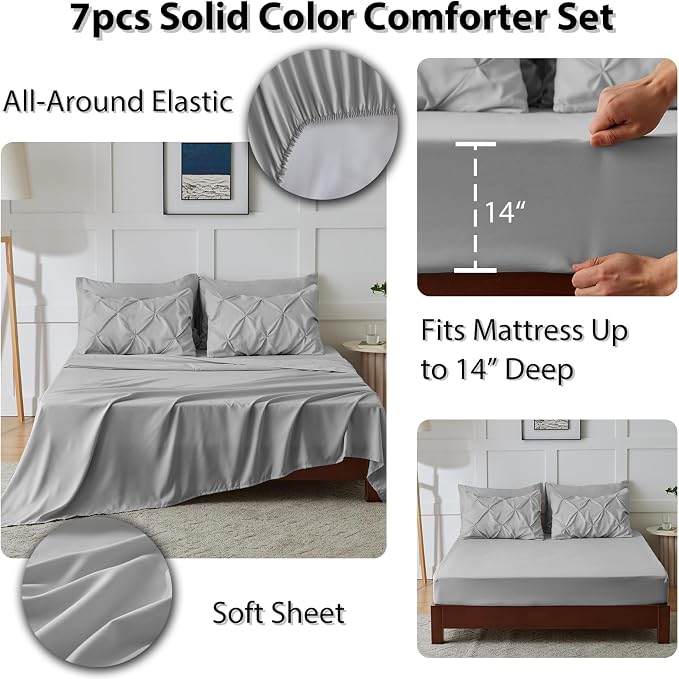 CozyLux California King Comforter Set Light Grey - Image 6