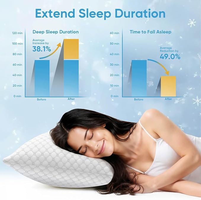 OAISZ Shredded Memory Foam Pillow, Standard Size Cooling Adjustable Firm Bed - Image 5