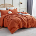 CozyLux Terracotta Queen Comforter Set, 3 Pieces Burnt Orange Rust Solid by CozyLux