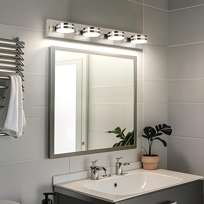 Brushed Nickel Vanity Lights for Bathroom, 4-Light Bathroom Light Fixtures Over - Image 7