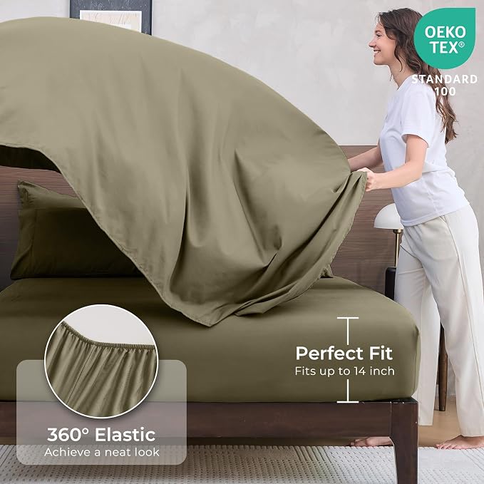 HEVUMYI Olive Green King Comforter Set - Image 5