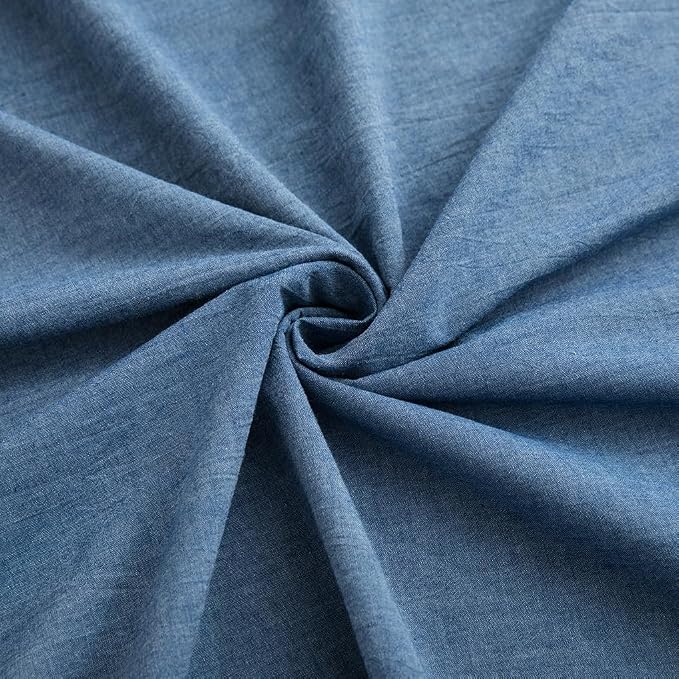 LOVQUE 100% Washed Cotton Duvet Cover Twin Size, Denim Blue Fade-Resistant - Image 6