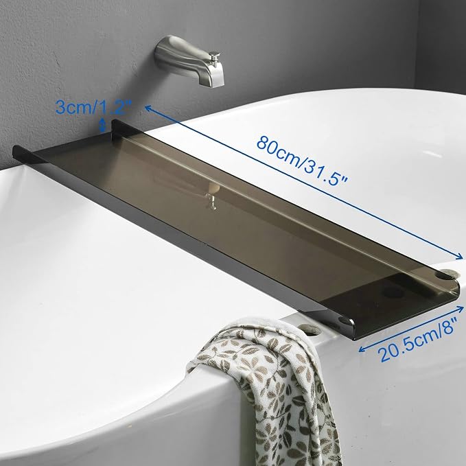 Bathtub Tray Caddy Black Bath Tub Rack Shelf, Luxury Bathroom Organizer Tablet - Image 3