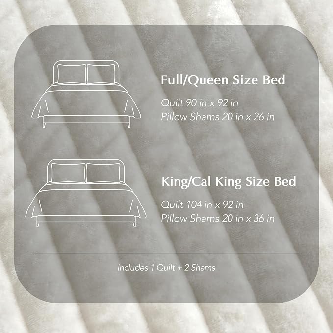EVERGRACE Velvet Quilt Set Queen Size, Luxurious Soft Striped Channel Bedding - Image 7
