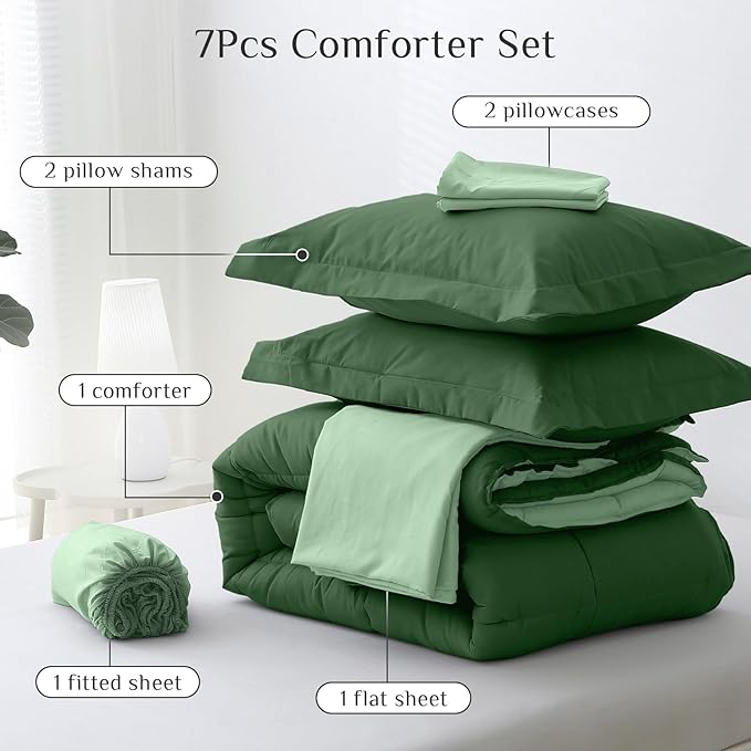 JOLLYVOGUE Full Comforter Set, Ultra-Soft Bed in a Bag Full Size 7 Pieces - Image 5