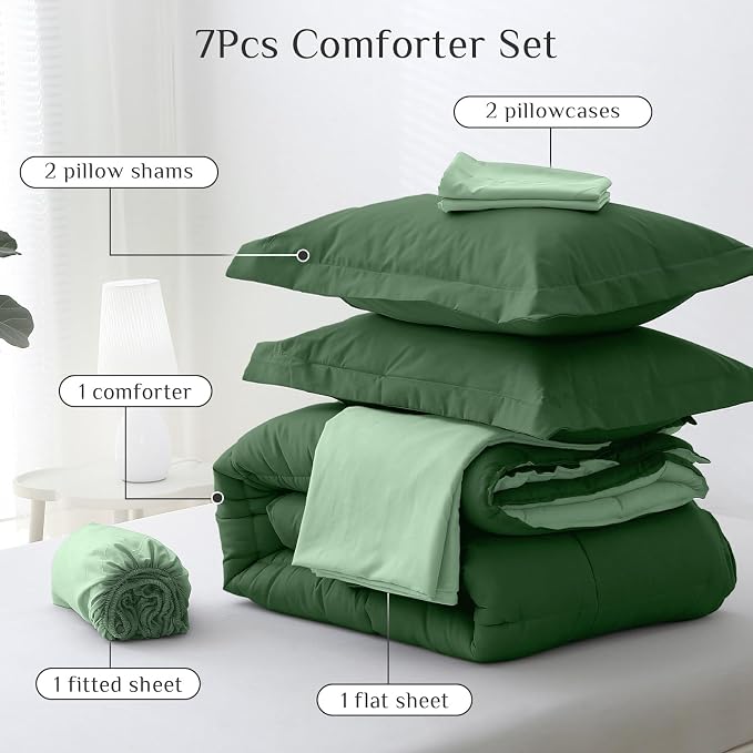 JOLLYVOGUE Queen Comforter Set, Ultra-Soft Bed in a Bag Queen Size 7 Pieces - Image 5