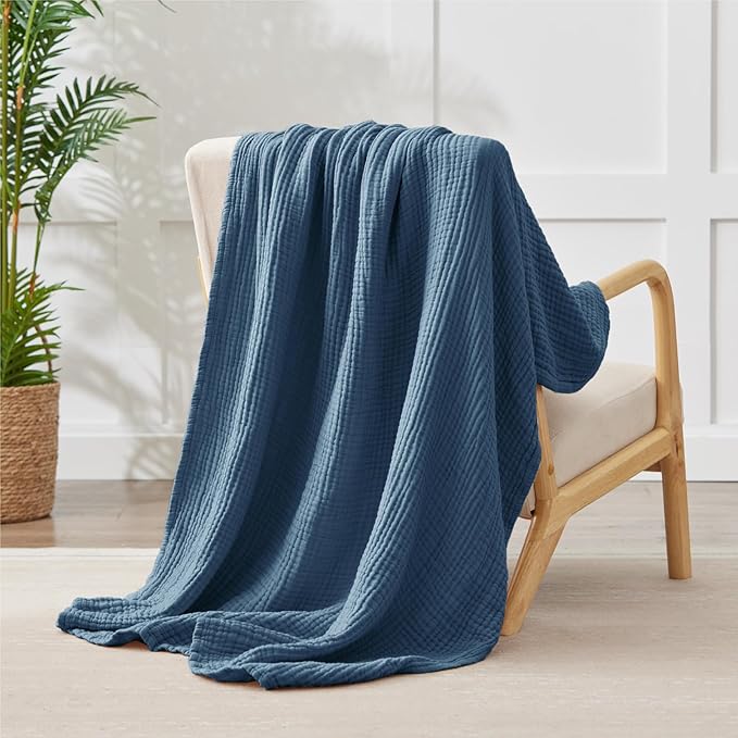 100% Cotton Muslin Blanket Twin XL 66" x 90", 6 Layers Breathable and - Image 7