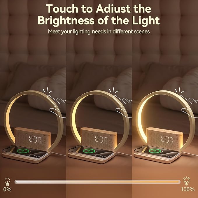 Vivilumens Sunrise Alarm Clock Wireless Charger, 10 White Noise Sound Machine - Image 8