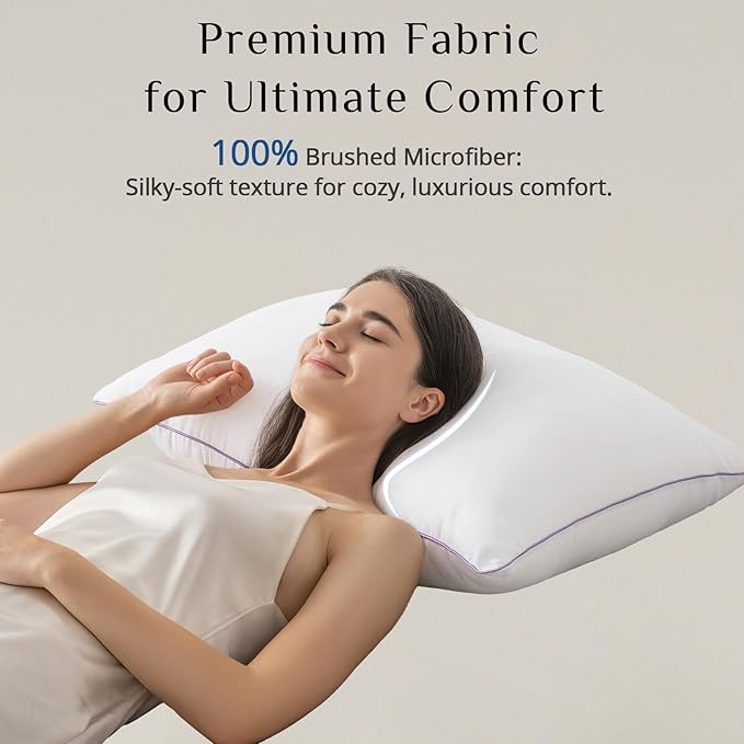 JOLLYVOGUE Pillows King Size Set of 2, Washable Supportive Bed Pillows - Image 4