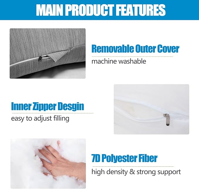 1 MIDDLE ONE Pregnancy Pillow, C Shaped Full Body Pillow - Image 4