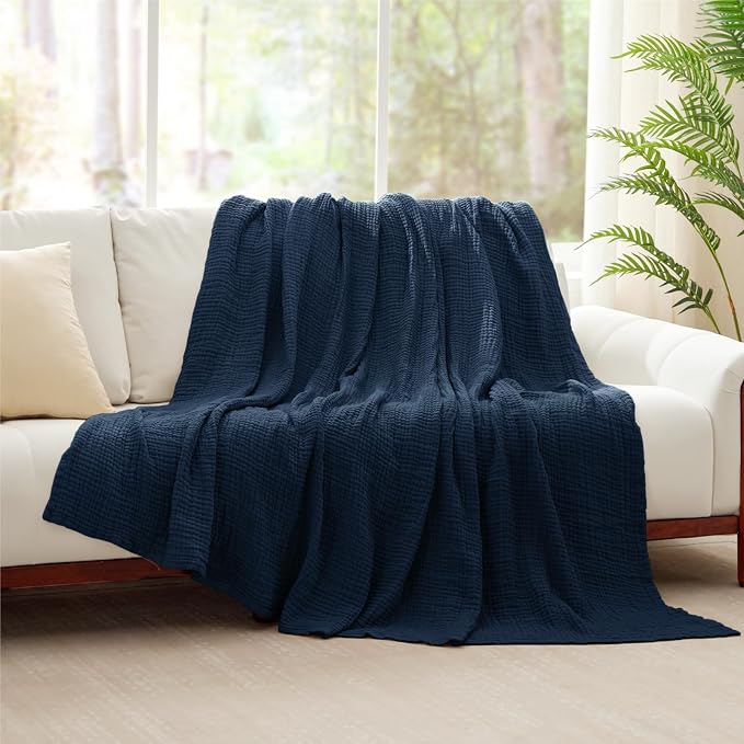 100% Cotton Muslin Blanket 50" x 60", Breathable and Lightweight Cotton Throw - Image 6