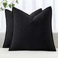 MIULEE Decorative Linen Euro Sham Pillow Covers 28x28 Inch Black Boho Farmhouse by MIULEE