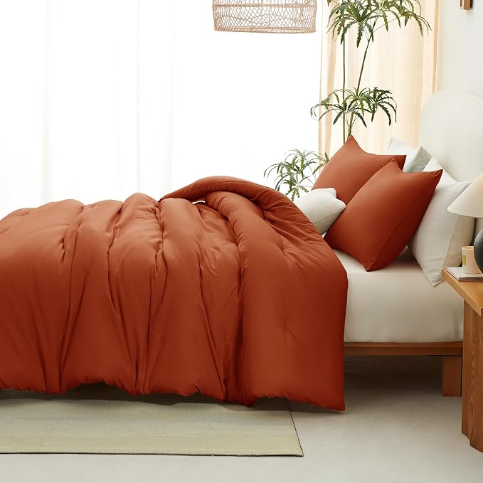 CozyLux Oversized King Comforter Set Terracotta, 3 Pieces 120x98 Solid - Image 6