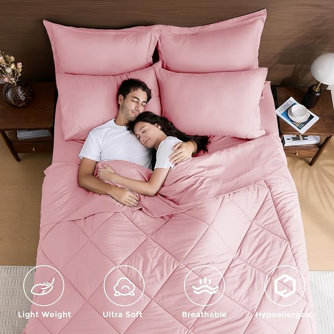 HEVUMYI Pink Twin-XL Comforter Set - Image 2