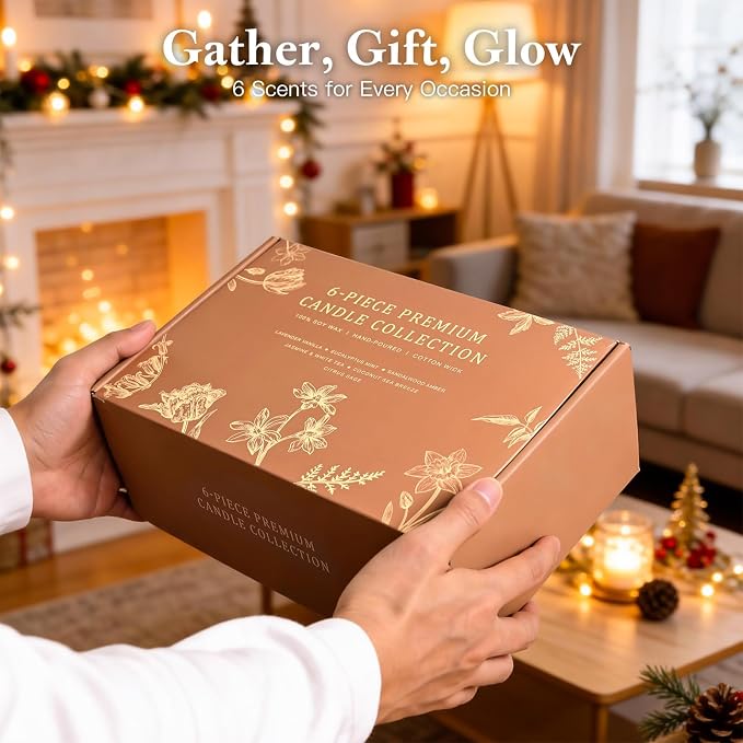 6-Pack Scented Soy Candle Set – Lavender Vanilla, Eucalyptus, Sandalwood - Image 7