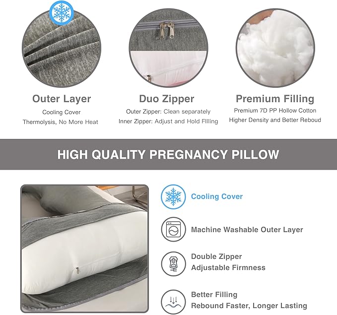 ALLOPERA Pregnancy Pillow, Full Body Maternity Pillow 57 inch, - Image 3