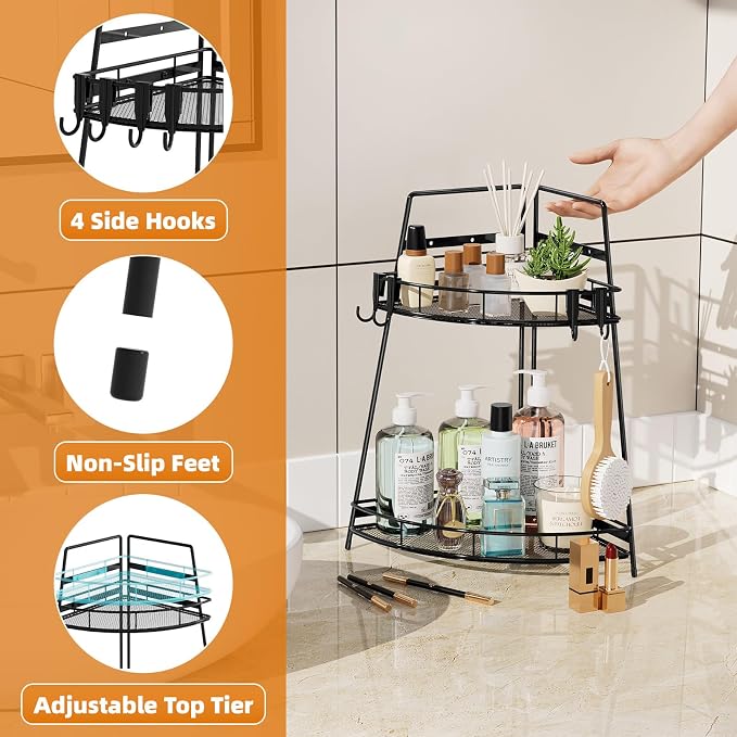 VITVITI 2 Tier Corner Bathroom Counter Organizer, Metal Bathroom Countertop - Image 4