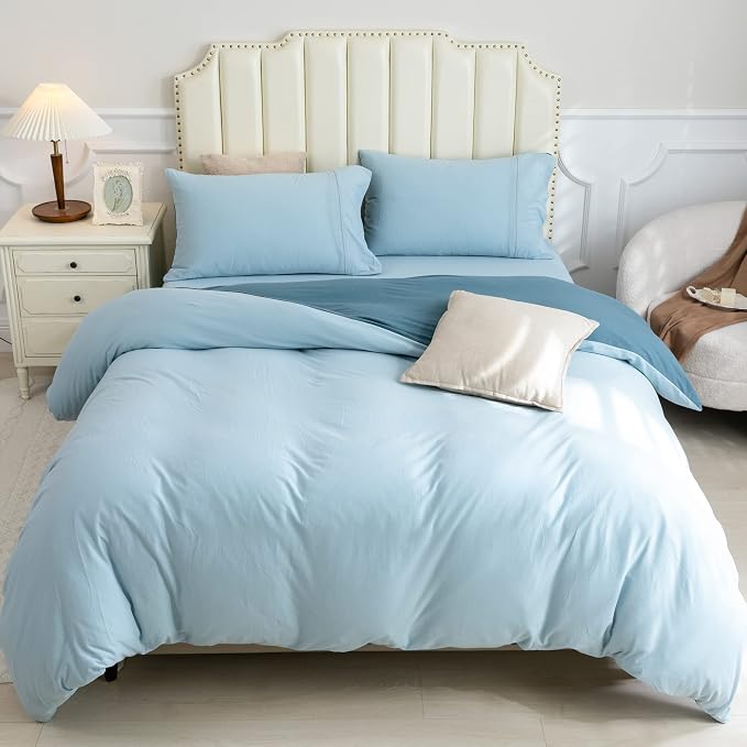 PURE ERA Jersey Knit Duvet Cover Set 100% T-Shirt Cotton Super Soft Comfy 3pc - Image 5
