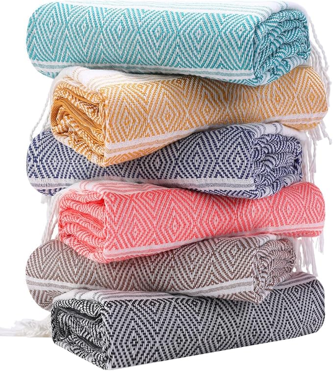 6 Packs Oversized Cotton Turkish Beach Towels Set Bulk 74"x38" Extra Large Sand by genovega