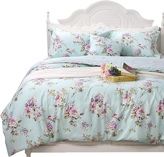 FADFAY Girls Bedding Floral Duvet Cover Set Twin Size Hydrangea Flower 100% by CottonWorldSweetDream