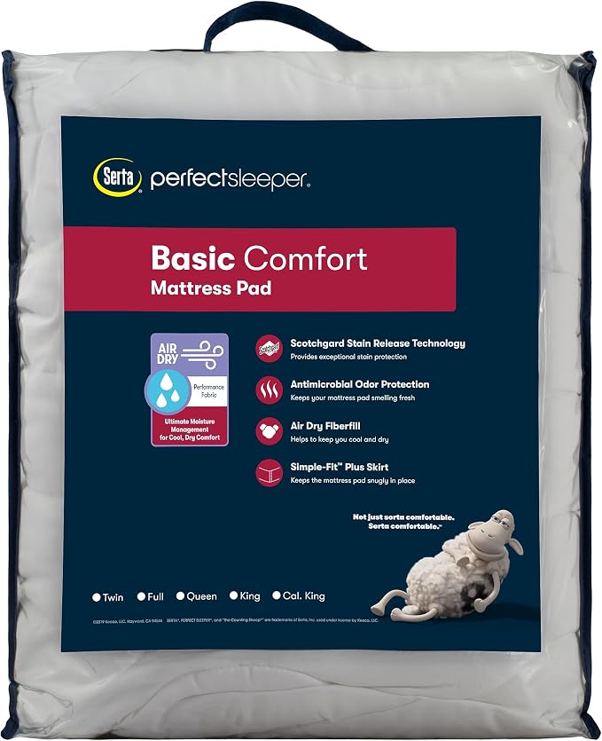 Serta Air Dry Basic Comfort Performance Fabric Quilted Mattress Pad, Cooling - Image 6
